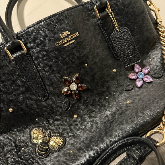 Coach Black Floral Embellished Women's Bag - Picture 3 of 6